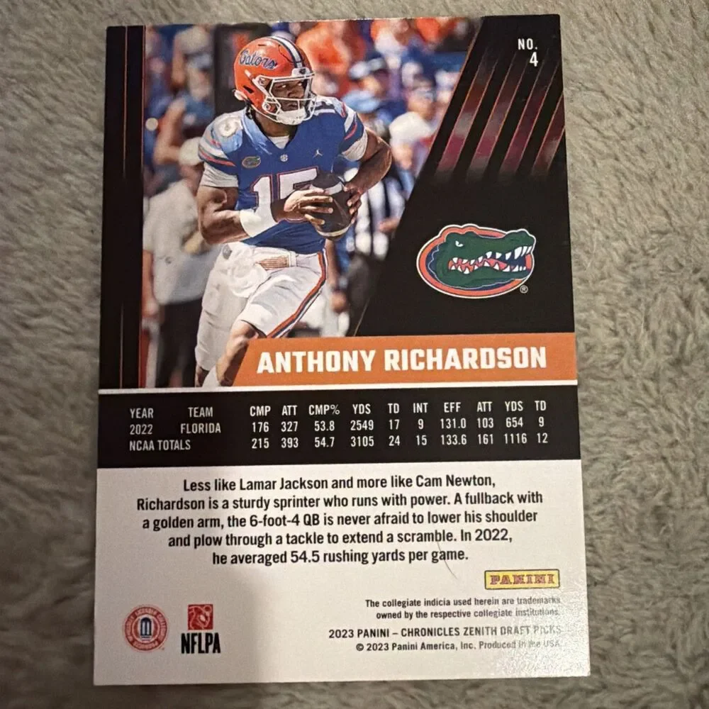 2023 Panini Chronicles Draft Picks - Zenith Anthony Richardson #4 (RC)